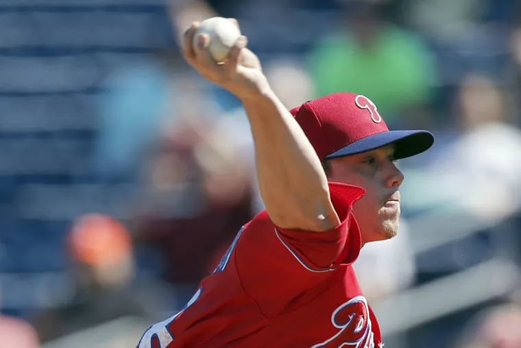 Phillies' pitcher Jeremy Hellickson throws the baseball.