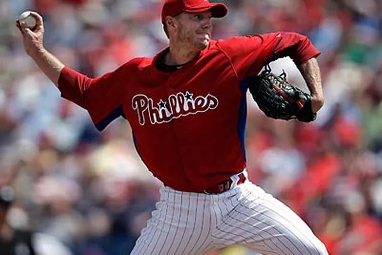 Roy Halladay pitched 7 2/3 innings and allowed just one run. (David Maialetti/Staff Photographer)