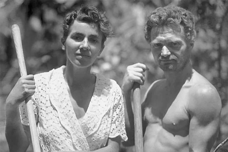 Dore Strauch and Friedrich Ritter in their garden on Floreana Island in the Galapagos circa 1932. (USC Special Collections/Zeitgeist Films)