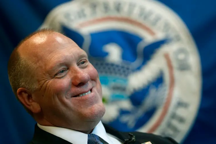 FILE - In this April 26, 2018 file photo, U.S. Immigration and Customs Enforcement acting director Thomas Homan poses for a portrait in East Point, Ga. President Donald Trump says he’s planning to name former acting director of Immigration and Customs Enforcement, Tom Homan, as a border czar who’ll report directly to him.  Trump tells “Fox & Friends” that Homan will “probably” work from the White House, but will spend a lot of time on the U.S.-Mexico border. (AP Photo/John Bazemore)