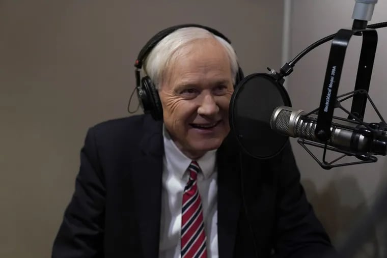 MSNBC host Chris Matthews recording an episode of his new podcast "So, You Wanna Be President?"