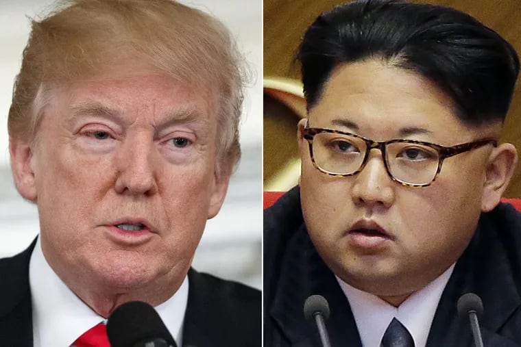 On Thursday, President Trump (left) announced he would meet with North Korean leader Kim Jong Un (right).