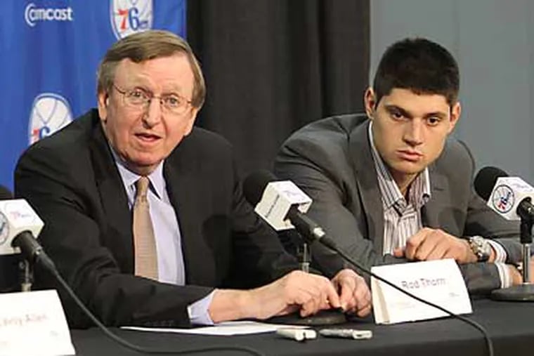 Rod Thorn and the Sixers introduced Nikola Vucevic at a press conference Friday. (Charles Fox/Staff Photographer)