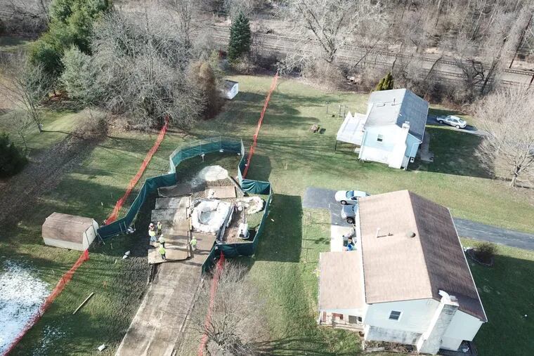 State regulators shut down operations on the Mariner East 1 after sinkholes developed in West Whiteland Township, Chester County.
