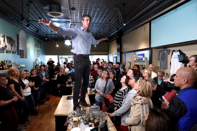 Former Texas congressman Beto O'Rourke speaks to local residents during a meet-and-greet at the Beancounter Coffeehouse & Drinkery, Thursday, March 14, 2019, in Burlington, Iowa. O'Rourke announced Thursday that he'll seek the 2020 Democratic presidential nomination.