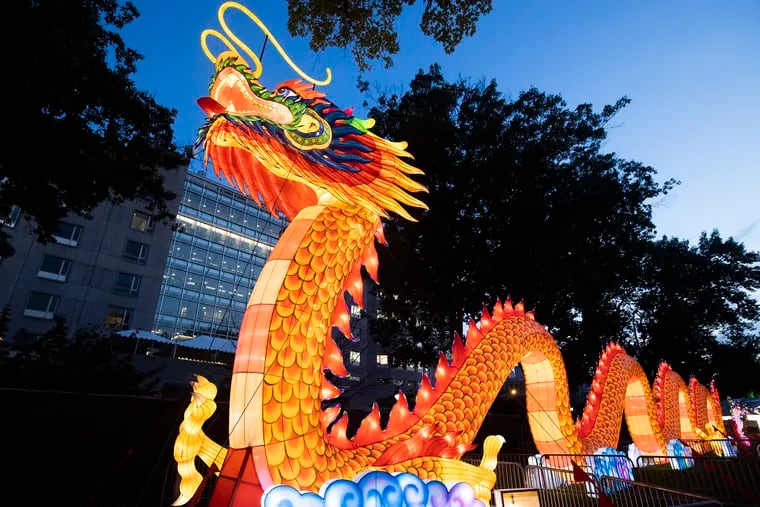 The 200-foot-long dragon will welcome visitors to Franklin Square for the 2022 Philadelphia Chinese Lantern Festival. This year there are over 30 giant displays.