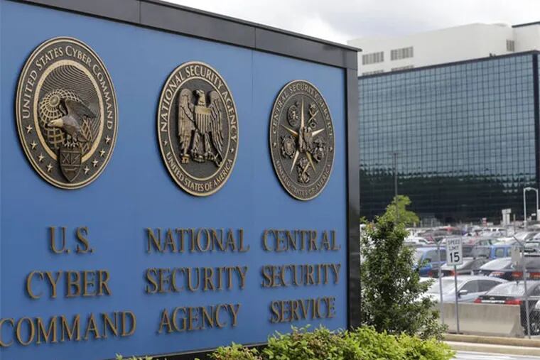 FILE - This June 6, 213 file photo shows the sign outside the National Security Agency (NSA) campus in Fort Meade, Md. (AP Photo/Patrick Semansky, File)