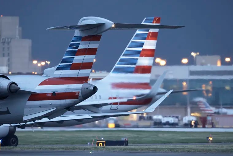 American Airlines planes wait to take off from Philadelphia International Airport (PHL) in 2022.