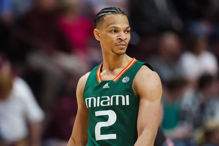Miami guard Isaiah Wong, the ACC Player of the Year, averages 16.2 points, 4.3 rebounds and 3.4 assists per game this season. Wong and the fifth-seeded Hurricanes open the NCAA Tournament on Friday as a slim favorite against No. 12 seed Drake. (Photo by Ryan Hunt/Getty Images)