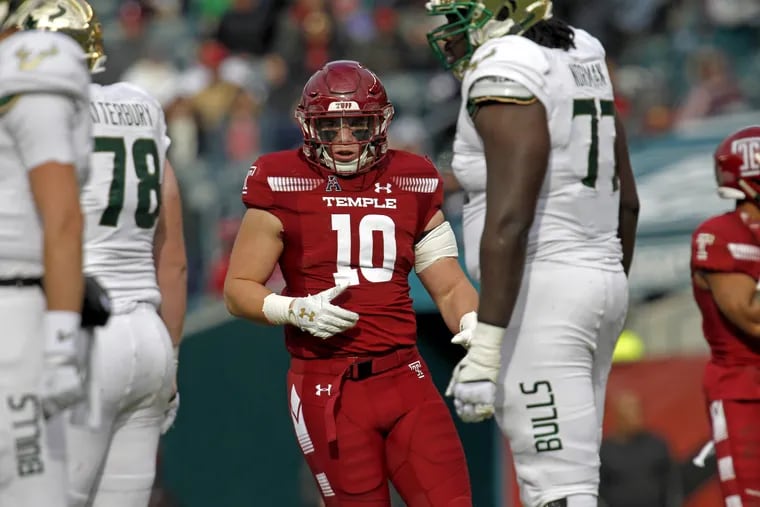 Temple's Zach Mesday in game action against South Florida Saturday Nov. 17, 2018 in Philadelphia, Pa. ( H. Rumph Jr / For the Inquirer )