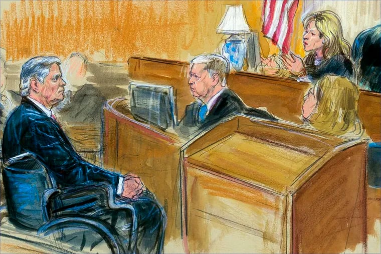 This courtroom sketch shows Paul Manafort — whose name came up multiple times throughout the Mueller investigation — listening to Judge Amy Berman Jackson in the U.S. District Courtroom during his sentencing hearing in March.