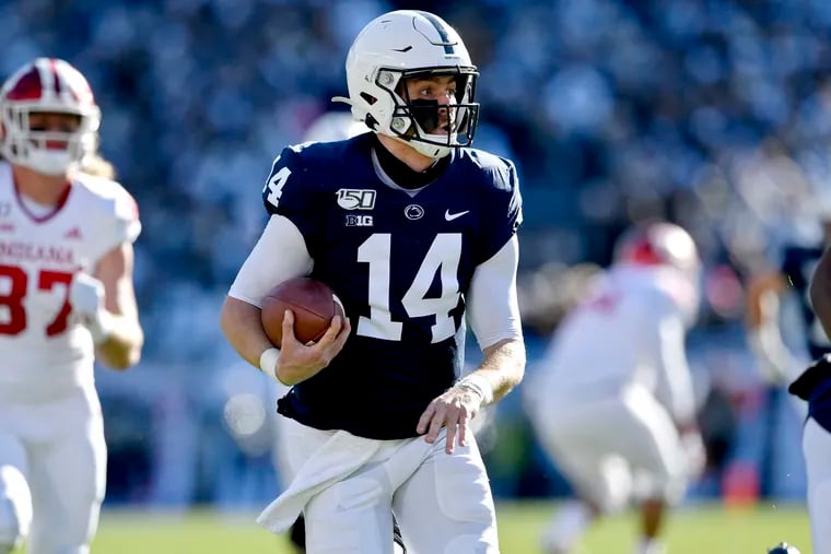 Penn State quarterback Sean Clifford runs 38 yards for a touchdown in the first quarter, giving the Nittany Lions a 17-14 lead over Indiana at Beaver Stadium on Saturday.