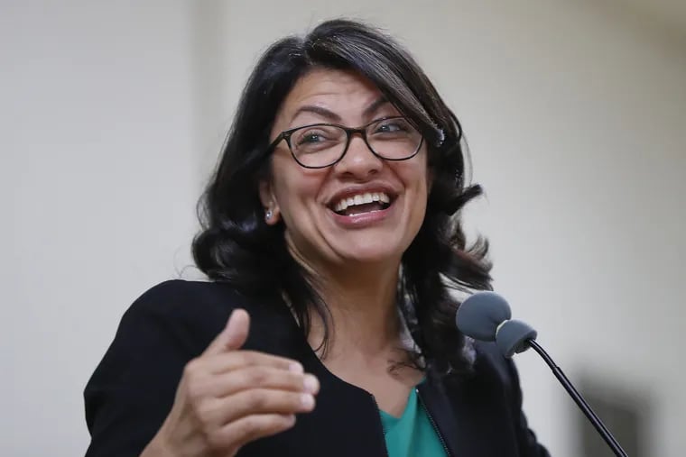 Rep. Rashida Tlaib, D-Mich., seen here on the 2018 campaign trail, used some particularly harsh language to rip President Trump Thursday night.