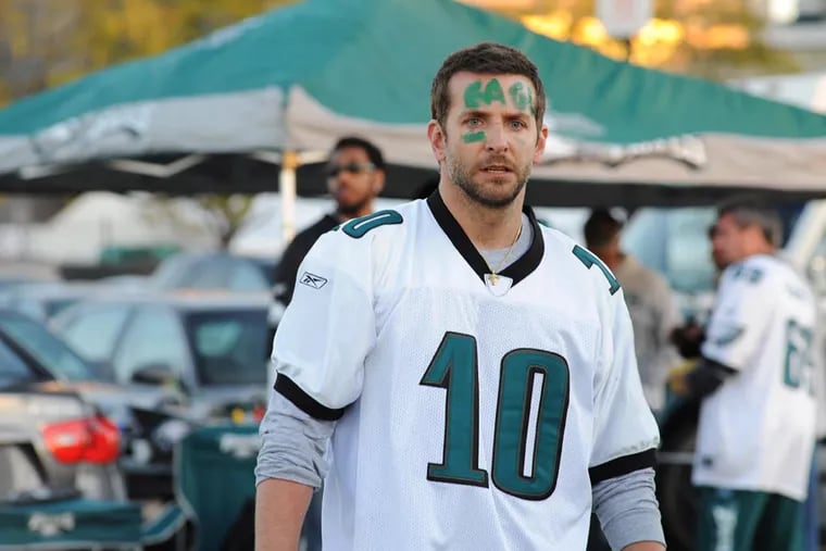Bradley Cooper dons a DeSean Jackson jersey in "Silver Linings Playbook," a movie that hinges on the outcome of a game between the Eagles and Cowboys.