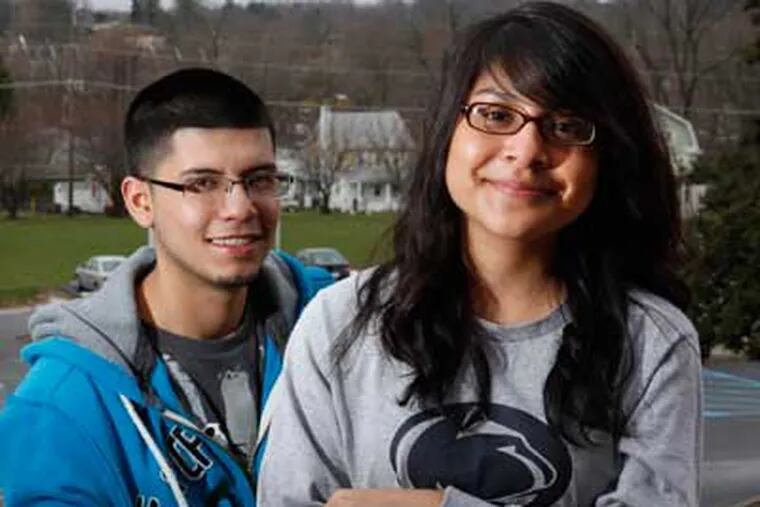 Cesar Sanchez Lopez, left, and Brianna Rivera who are students at Kennett High School in Chester County.  Chester County has seen an explosion in growth. (Laurence Kesterson / Staff Photographer)