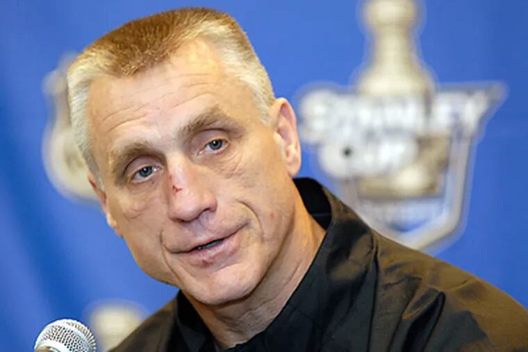 Flyers General Manager Paul Holmgren decided not to make a move before the trade deadline. (AP Photo/Bradley C Bower)