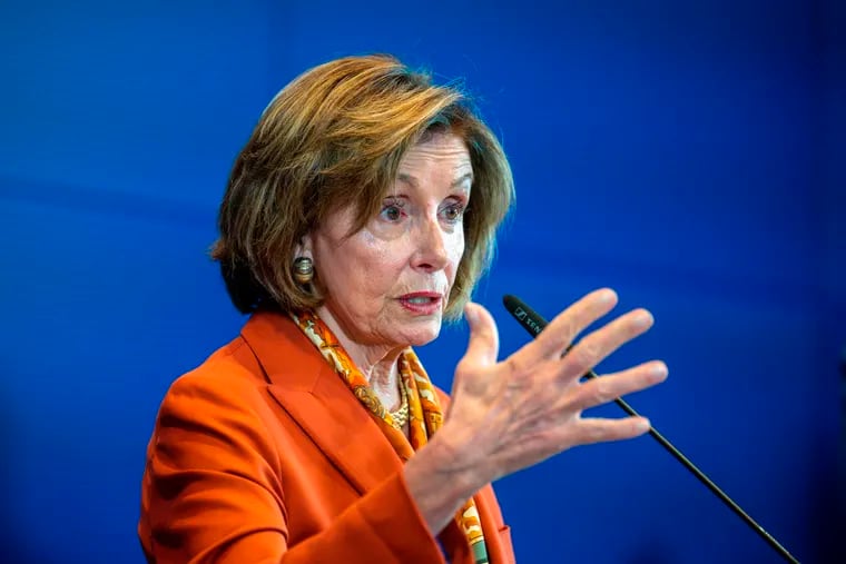 Nancy Pelosi, Speaker of the U.S. House of Representatives, participates in the press conference following the meeting of the parliamentary presidents of the G7 countries and the European Union in the Bundestag in Berlin, Friday, Sept 16, 2022.