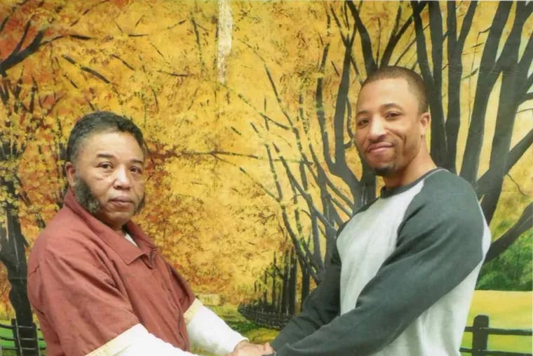 Rudolph (left) and Rudolpho Sutton (right) pictured at Graterford prison in Montgomery County in 2015. Rudolph Sutton died April 8, making him the first prison inmate in Pennsylvania to succumb to complications from the coronavirus.