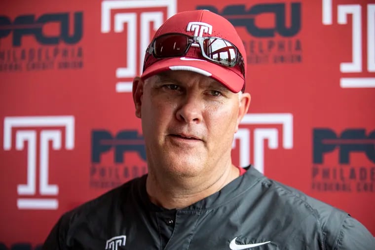 Temples offensive coordinator Danny Langsdorf speaks to the media on Friday.