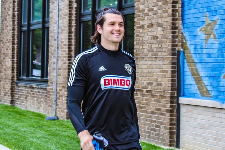 Charlie Lyon arrives at the Union's training facility in Chester to join the team for Friday's practice.