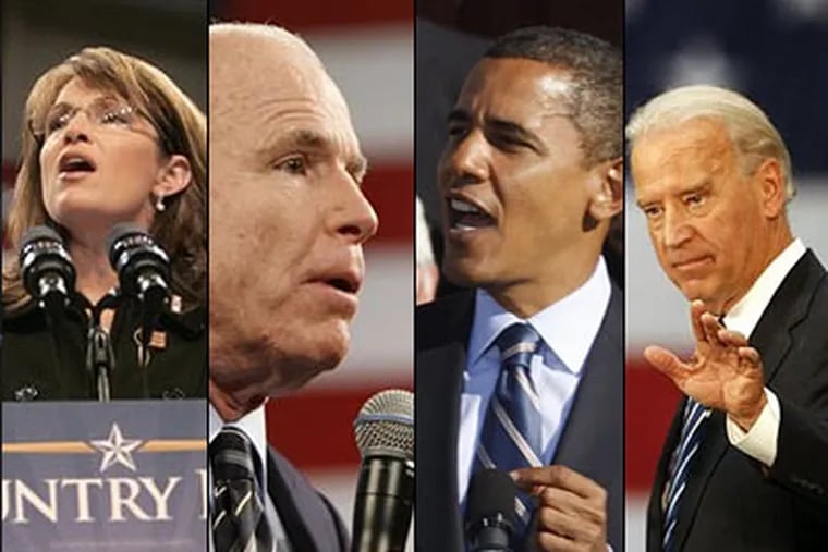 From left: Sarah Palin, John McCain, Barack Obama, Joe Biden (AP)