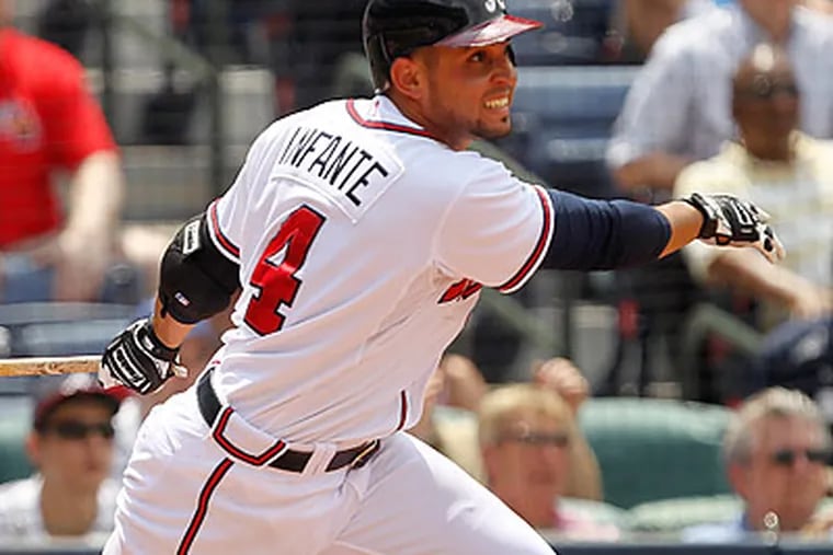 Omar Infante hit the game-deciding single for the Braves. (John Bazemore/AP)