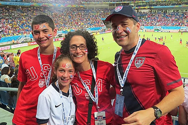 Alex and Stefanie Seldin and their children, Max and Lily, at a World Cup game.