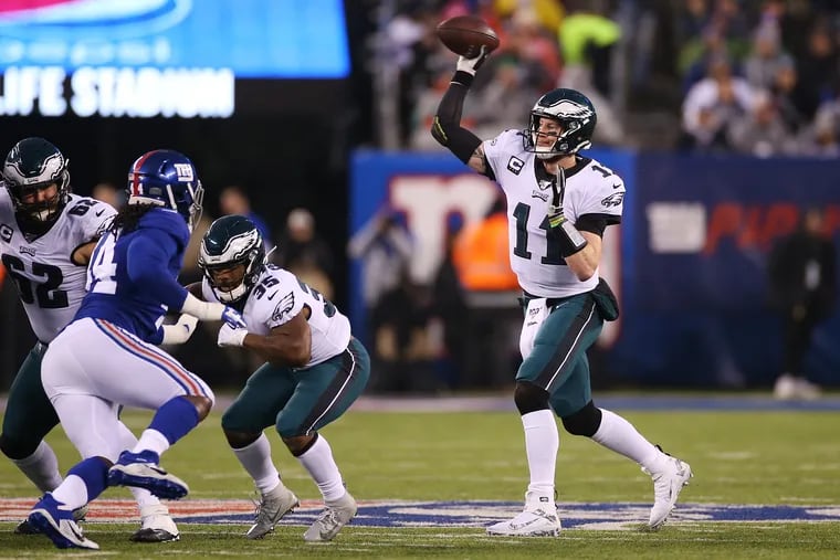 All but 64 of Carson Wentz’s 289 passing yards in the Eagles' NFC East-clinching win over the Giants went to players who had spent time on the practice squad this season.