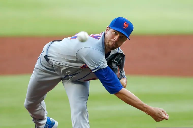 New York Mets ace Jacob deGrom was scheduled to start Friday night against the Phillies but has been scratched because of a stiff neck.