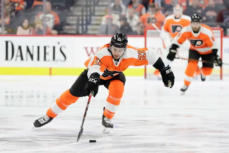 Flyers center Scott Laughton, skating against Columbus before getting injured in that Oct. 26 game, will return to the lineup Saturday.