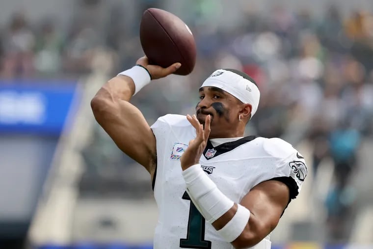 Jalen Hurts and the Eagles look to remain undefeated with a win against the New York Jets Sunday afternoon.
