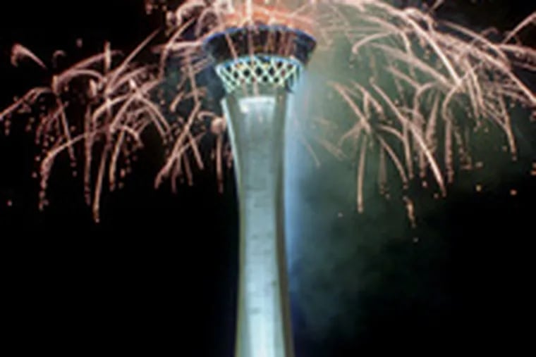 Fireworks at Stratosphere Tower in Las Vegas.