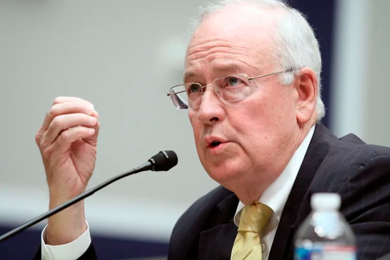 In this May 8, 2014, file photo, then Baylor University President Ken Starr testifies at the House Committee on Education and Workforce on college athletes forming unions. in Washington. President Donald Trump's legal team will include former Harvard University law professor Alan Dershowitz and Ken Starr, the former independent counsel who led the Whitewater investigation into President Bill Clinton, according to a person familiar with the matter. The team will also include Pam Bondi, the former Florida attorney general.