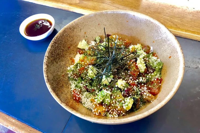 The chef's special dub bop blends spiced raw fish, crunchy textures, rice and a tart soy dressing at Kisso in Old City.