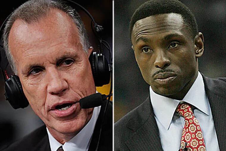 Doug Collins, left, and Avery Johnson are two of the front-runners for the Sixers coaching vacancy. (AP File Photos)