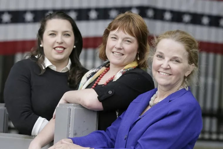 Former corporate executive Christine Jacobs, right, is among the founding members of Represent PAC including (left to right) Aubrey Montgomery and Kerri Kennedy. Her group expects to raise more than $100,000 to help women win seats in Pennsylvania’s male-dominated state House and Senate.