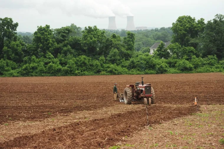 Field Benton is shown working the fields at his "Snouts and Sprouts" Farm Pottstown, Pa., in June.