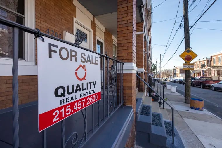 A for sale sign outside 4261 Griscom Street in Philadelphia. A slowdown in Philadelphia's real estate market following rising interest rates could have an impact on the city's coffers because of reduced revenue from the real estate transfer tax.