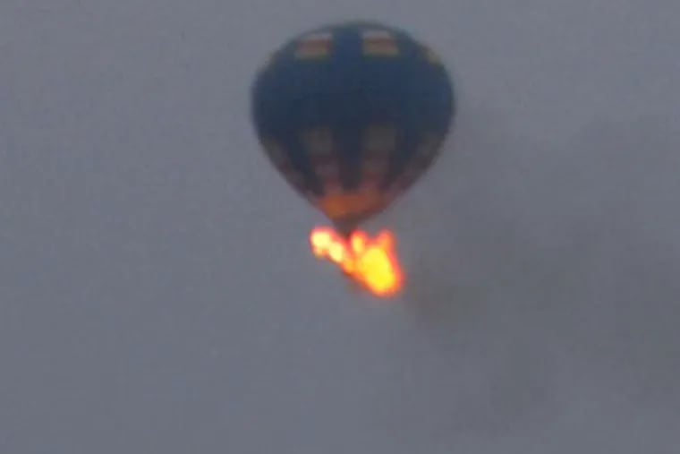 Authorities believe this is the balloon that caught fire and crashed in Virginia. NANCY JOHNSON / Associated Press
