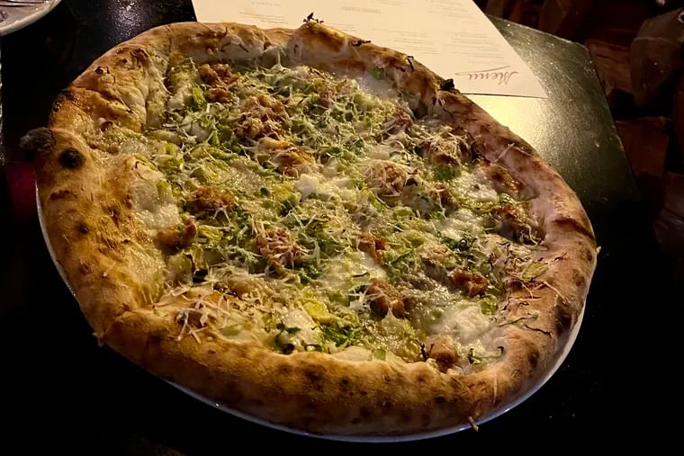The new Mulherin's will feature more pizzas. This N'Dude Yo, with Brussels sprouts, n'duja, and gorgonzola, was a signature pie offered in December 2020.