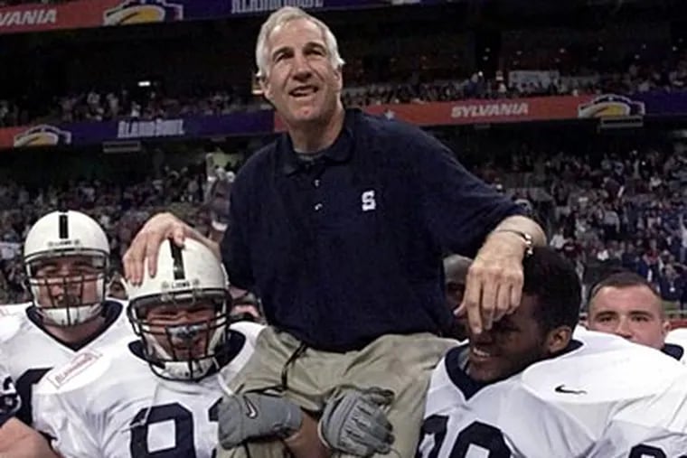 Former Penn State defensive coordinator Jerry Sandusky has been charged with 40 counts of sexual abuse of children. (AP file photo)