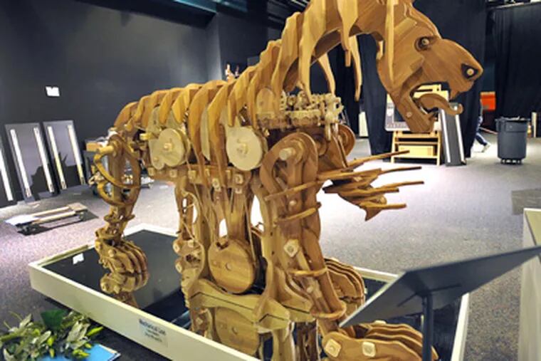 A mechanical lion is one of Leonardo Da Vinci's ideas recently made real at the Franklin Institute. (Sharon Gekoski-Kimmel / Staff Photographer)