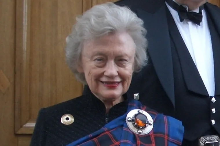 Mrs. Humes poses here in 2007 on the 50th anniversary of her wedding to James C. Humes.