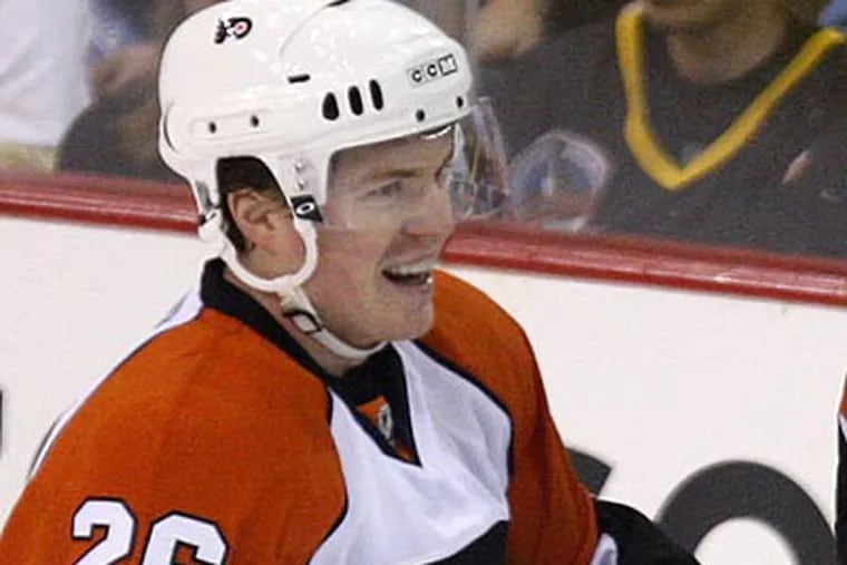 Phantoms defenseman Danny Syvret is one player the Flyers could look to as a call-up. (Gene J. Puskar/AP)