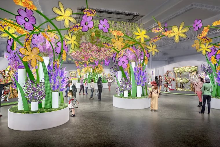 A rendering of the 2019 Philadelphia Flower Show's entrance garden.
