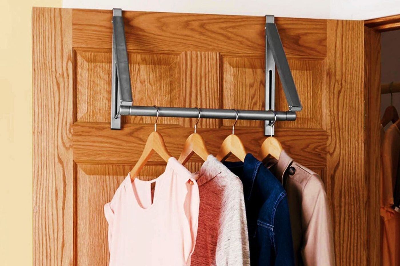 Clothes Rack Over The Door Valet Collapsible Metal Garment Laundry Hanging