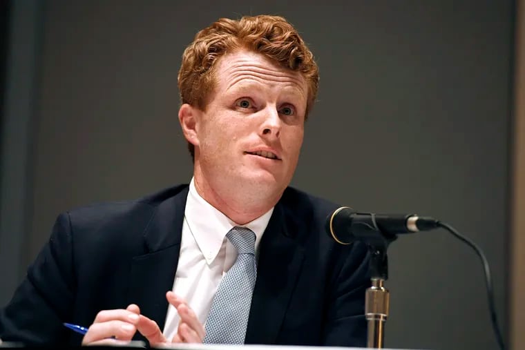 In this Sept. 14, 2019 file photo, U.S. Rep. Joe Kennedy III, speaks on a panel on race and politics at the Massachusetts Democratic Convention in Springfield, Mass. Kennedy plans to announce on Saturday, Sept. 21, that he will challenge U.S. Sen. Edward Markey, D-Mass., in the 2020 Democratic primary.