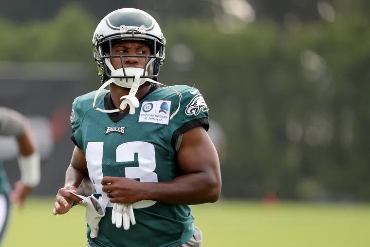 Eagles' Darren Sproles jogs during the Philadelphia Eagles training camp at the NovaCare Complex on July 27, 2018 in Philadelphia, PA. DAVID MAIALETTI / Staff Photographer