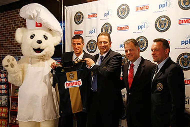 The Union officially introduced Bimbo as its jersey sponsor at a press conference Tuesday. (Michael S. Wirtz/Staff Photographer)