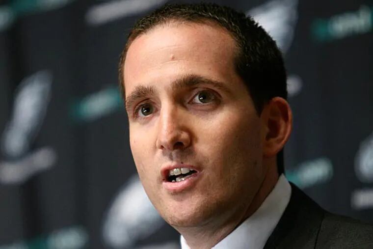 Howie Roseman will look to replace Lou Riddick and fill other personnel positions. (AP Photo/Mark Stehle)